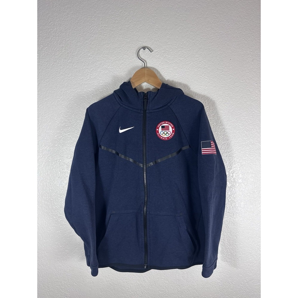 Nike Team USA Olympic Tech Fleece Hoodie Women's XL Navy Full Zip